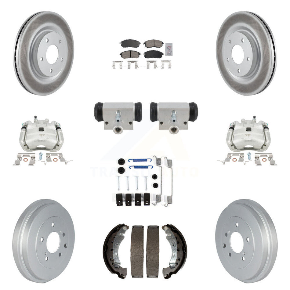 Front Rear Brake Caliper Coat Rotor Drum Ceramic Pad Shoe Cylinder Hardware Kit (11Pc) For KCG-10290