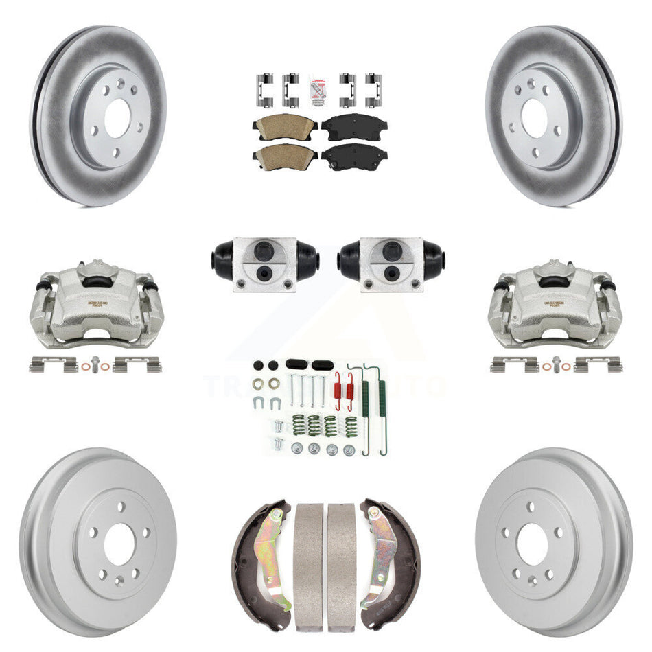 Front Rear Brake Caliper Coat Rotor Drum Ceramic Pad Shoe Cylinder Hardware Kit (11Pc) For KCG-10290