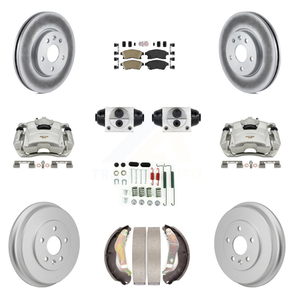 Front Rear Brake Caliper Coat Rotor Drum Ceramic Pad Shoe Cylinder Hardware Kit (11Pc) For KCG-10291
