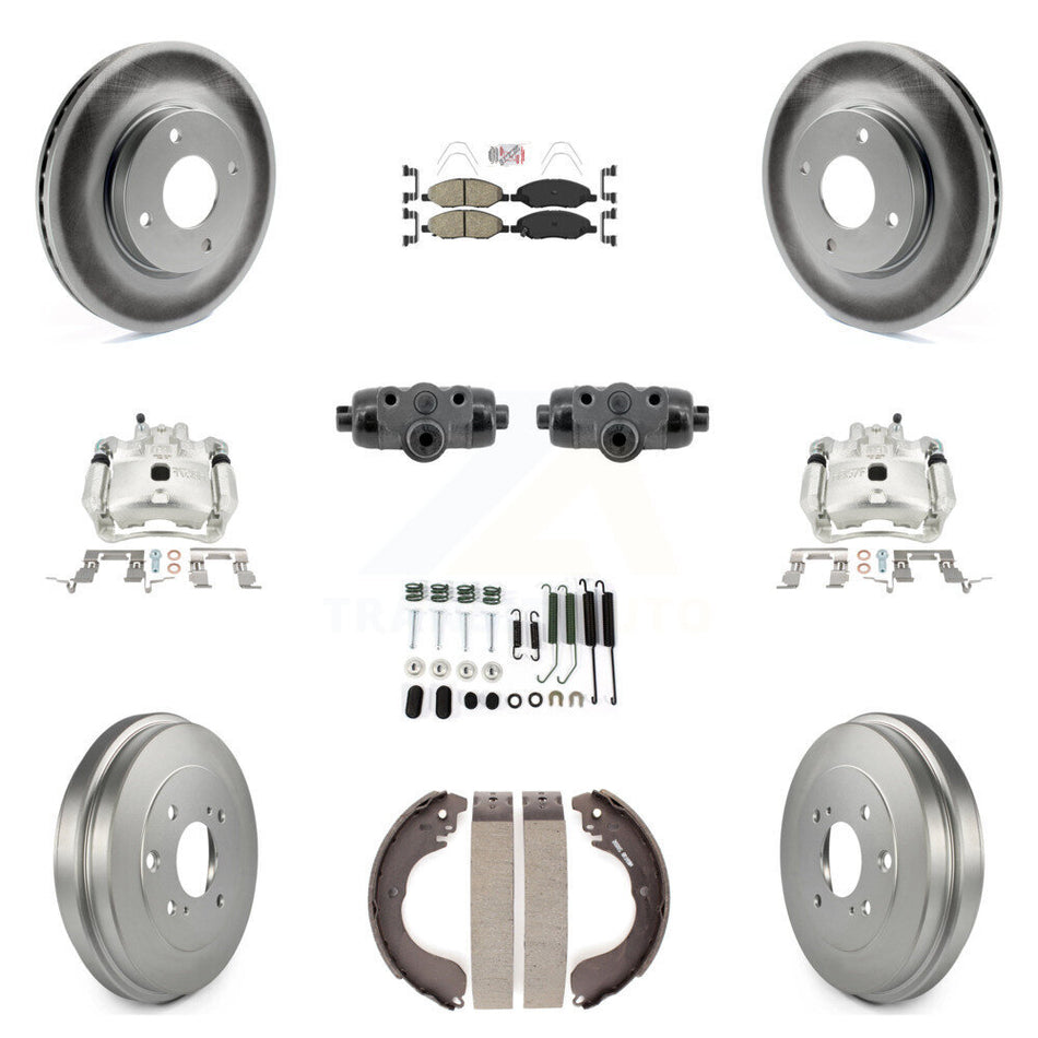 Front Rear Brake Caliper Coat Rotor Drum Ceramic Pad Shoe Cylinder Hardware Kit (11Pc) For KCG-10291