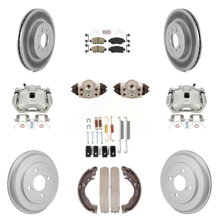 Front Rear Brake Caliper Coat Rotor Drum Ceramic Pad Shoe Cylinder Hardware Kit (11Pc) For KCG-10291