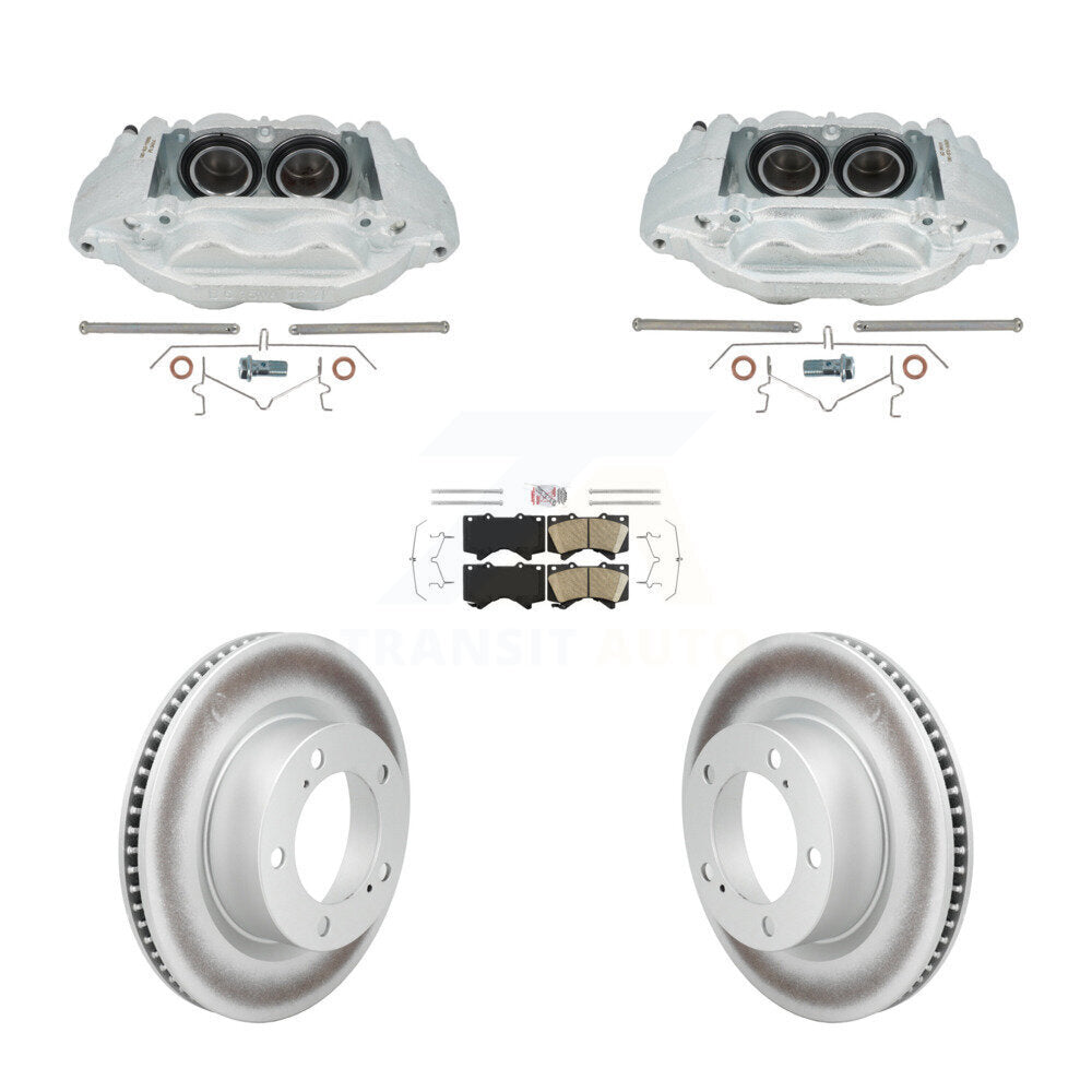 Front Disc Brake Caliper Coat Rotors Ceramic Pad Kit For Lexus LX570 Toyota Land Cruiser KCG-102925N