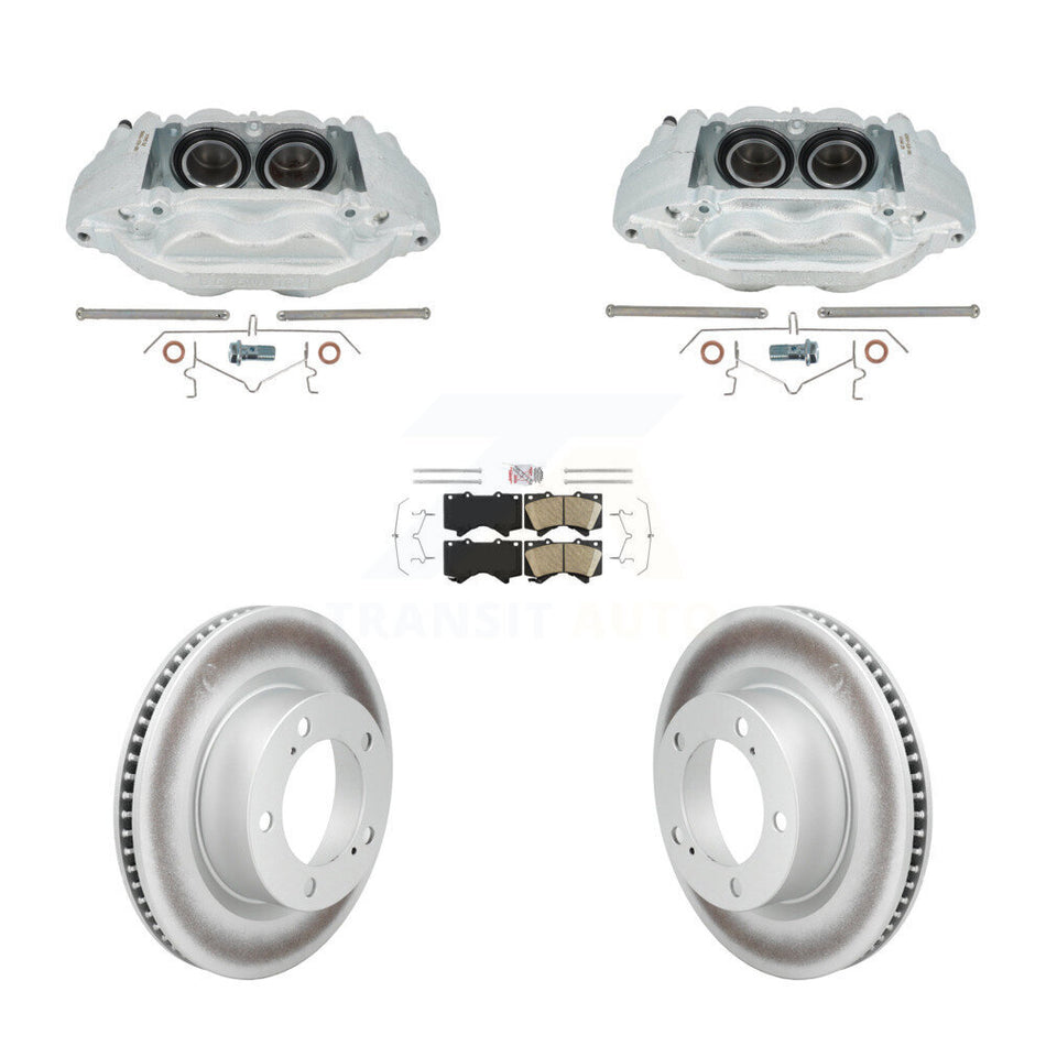 Front Disc Brake Caliper Coat Rotors Ceramic Pad Kit For Lexus LX570 Toyota Land Cruiser KCG-102925N