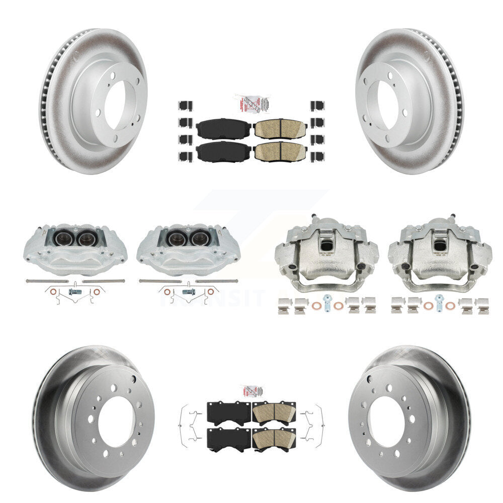 Front Rear Brake Caliper Coat Rotor & Ceramic Pad Kit (10Pc) For Lexus LX570 Toyota Land KCG-102928N