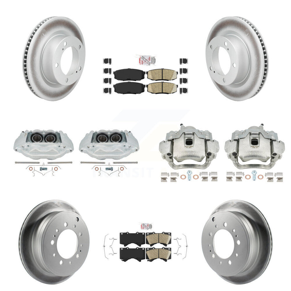 Front Rear Brake Caliper Coat Rotor & Ceramic Pad Kit (10Pc) For Lexus LX570 Toyota Land KCG-102928N