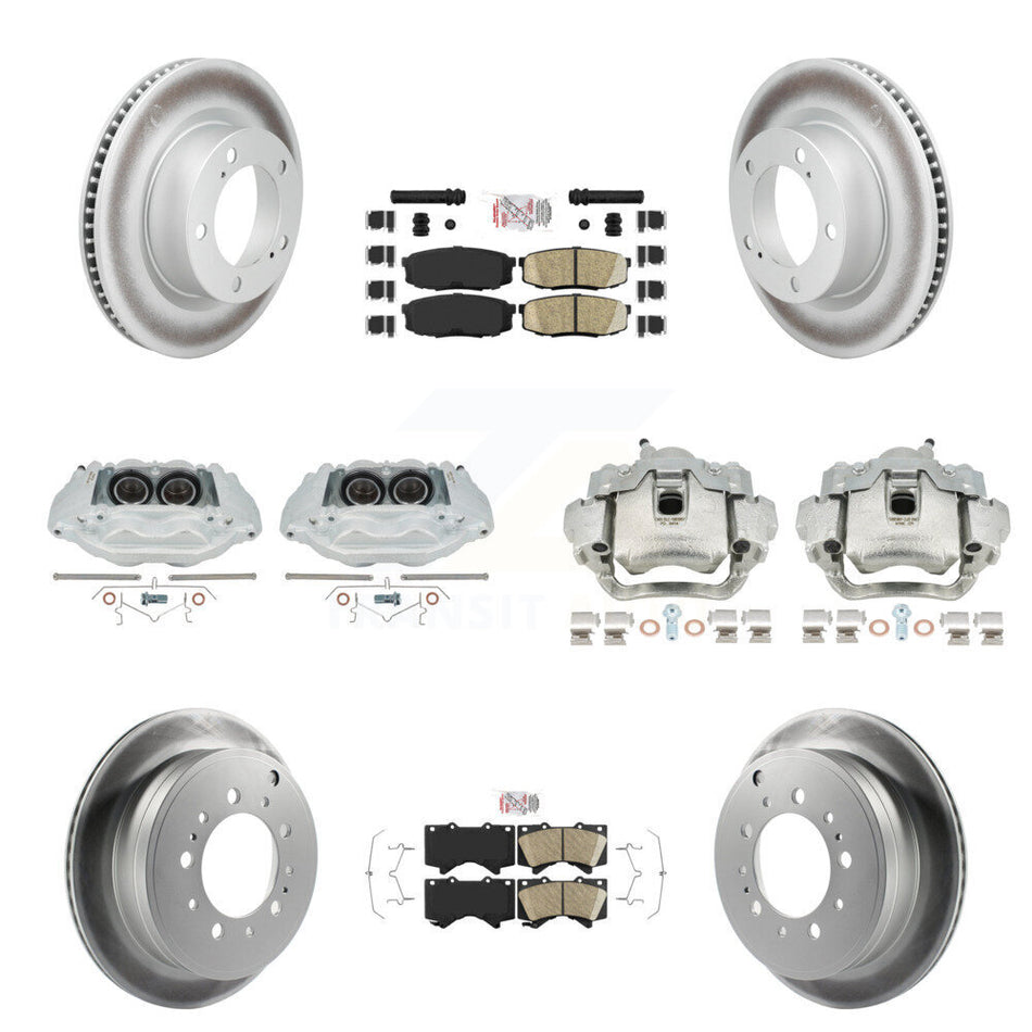 Front Rear Brake Caliper Coat Rotor & Ceramic Pad Kit (10Pc) For Lexus LX570 Toyota Land KCG-102930N