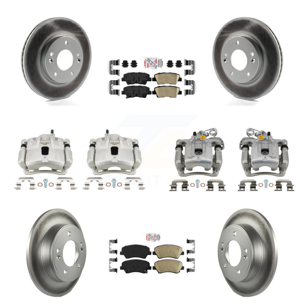 Front Rear Brake Caliper Coat Rotor And Ceramic Pad Kit (10Pc) For Hyundai Elantra Coupe KCG-102935N