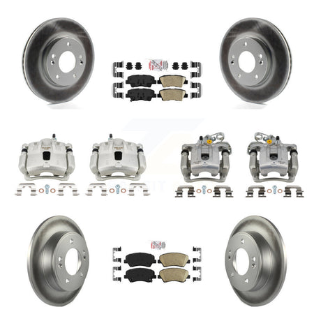 Front Rear Brake Caliper Coat Rotor And Ceramic Pad Kit (10Pc) For Hyundai Elantra Coupe KCG-102935N
