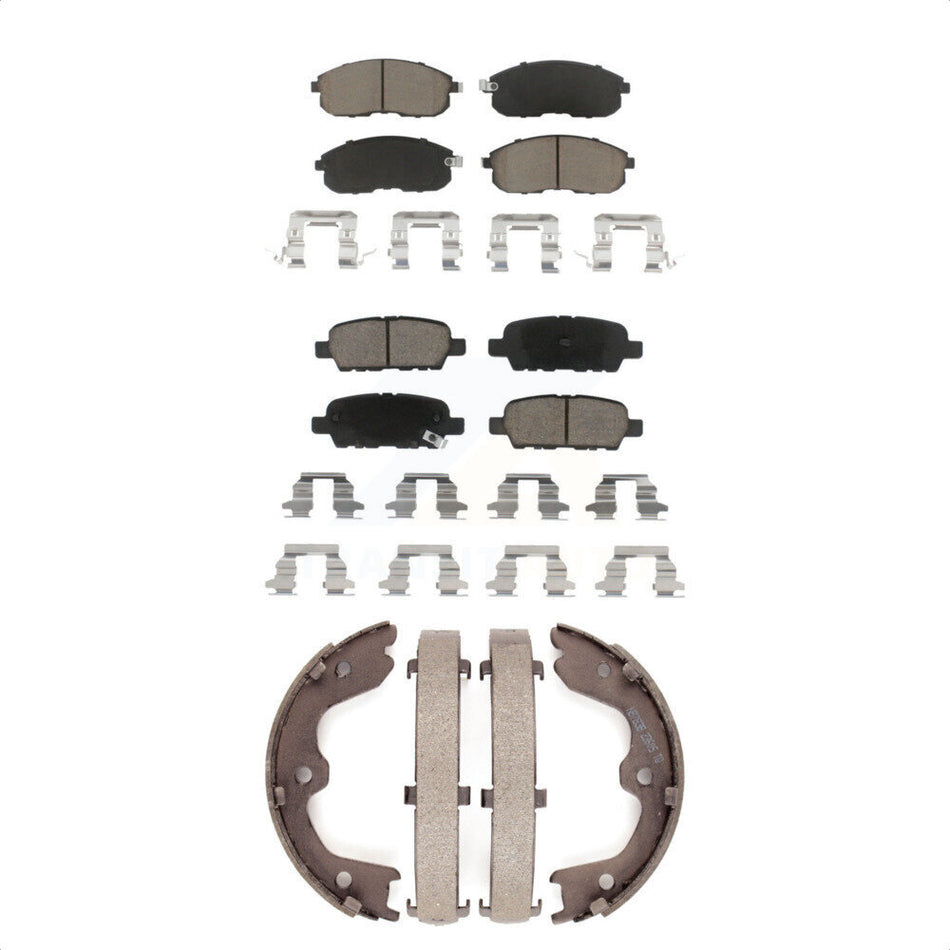 Front Rear Ceramic Brake Pads And Parking Shoes Kit For Nissan Altima INFINITI G35 350Z KCN-100001