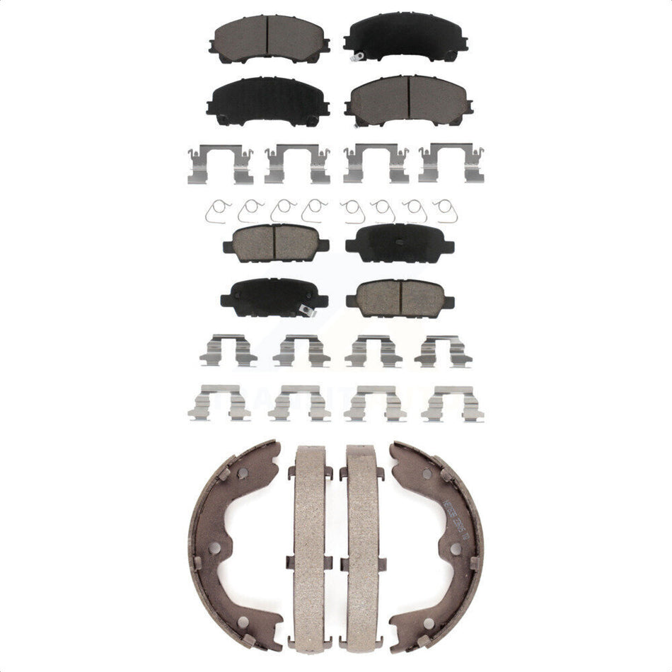 Front Rear Ceramic Brake Pads And Parking Shoes Kit For 2016-2017 INFINITI QX50 KCN-100005