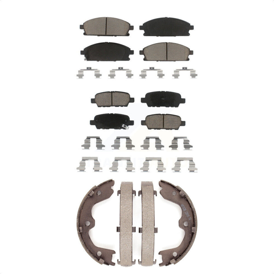 Front Rear Ceramic Brake Pads And Parking Shoes Kit For 2006-2007 Nissan Quest KCN-100008