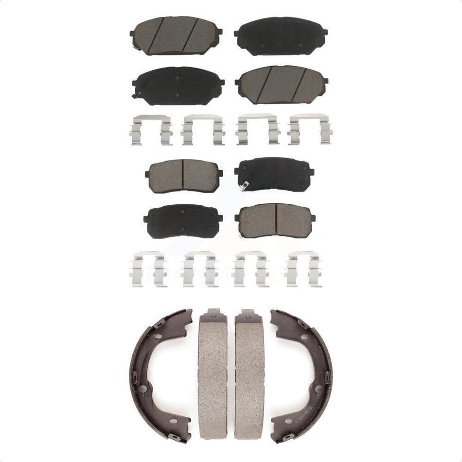 Front Rear Ceramic Brake Pads And Parking Shoes Kit For 2007-2012 Hyundai Veracruz KCN-100009