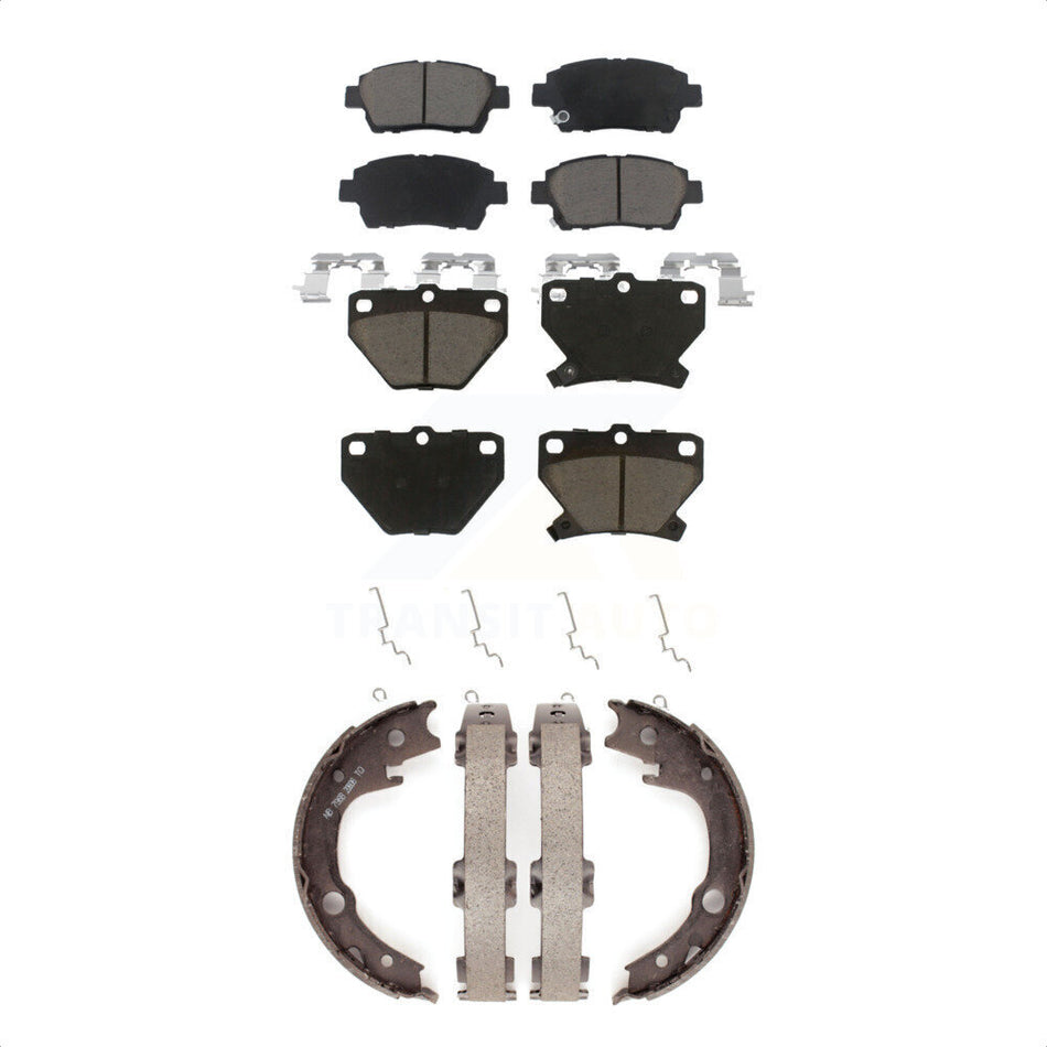 Front Rear Ceramic Brake Pads And Parking Shoes Kit For 2000 Toyota Celica GT KCN-100013
