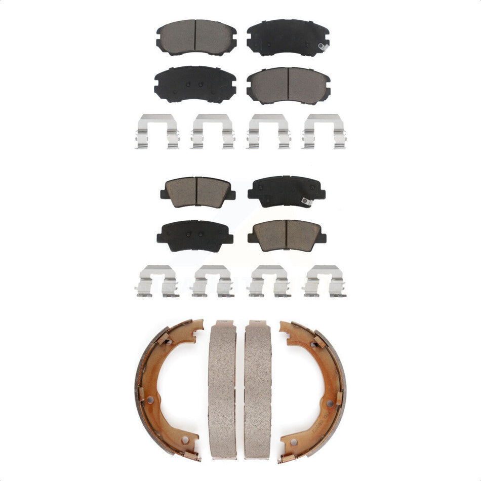 Front Rear Ceramic Brake Pads And Parking Shoes Kit For 2007-2009 Kia Amanti KCN-100017