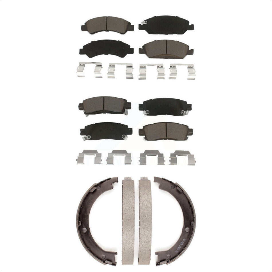 Front Rear Ceramic Brake Pads And Parking Shoes Kit For Cadillac XTS KCN-100020