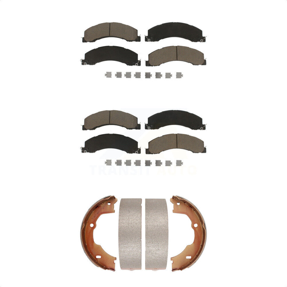 Front Rear Ceramic Brake Pads And Parking Shoes Kit For Ram 5500 Dodge 4500 KCN-100025