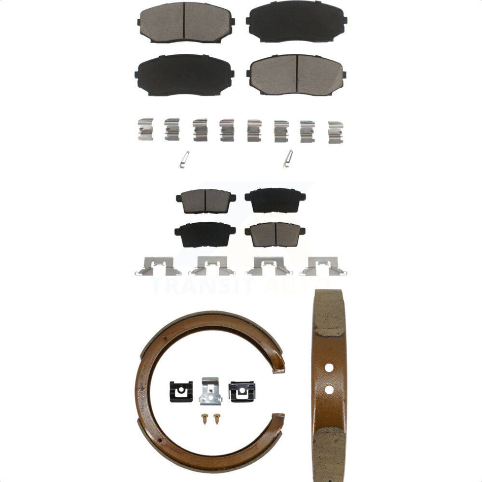 Front Rear Ceramic Brake Pads And Parking Shoes Kit For Ford Edge Mazda CX-9 CX-7 Lincoln MKX KCN-100028