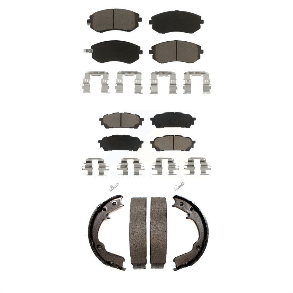 Front Rear Ceramic Brake Pads And Parking Shoes Kit For Subaru Forester Impreza KCN-100030