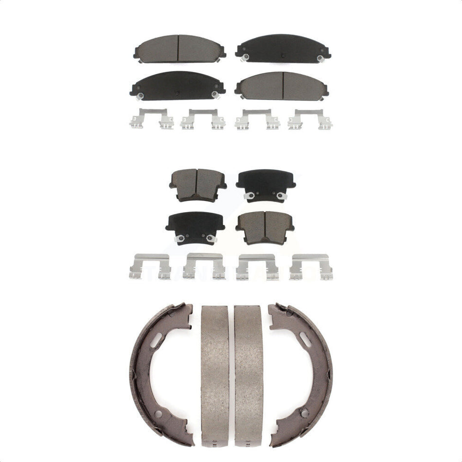 Front Rear Ceramic Brake Pads And Parking Shoes Kit For Dodge Charger Chrysler 300 Challenger Magnum KCN-100032