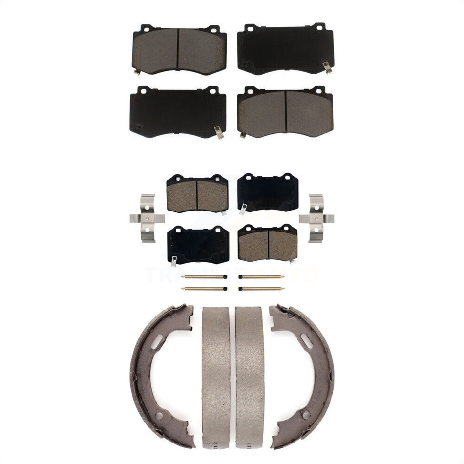 Front Rear Ceramic Brake Pads And Parking Shoes Kit For Dodge Charger Chrysler 300 Challenger Magnum KCN-100033