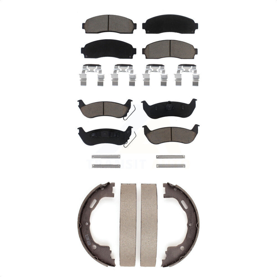 Front Rear Ceramic Brake Pads And Parking Shoes Kit For Ford Ranger Mazda B2300 KCN-100045
