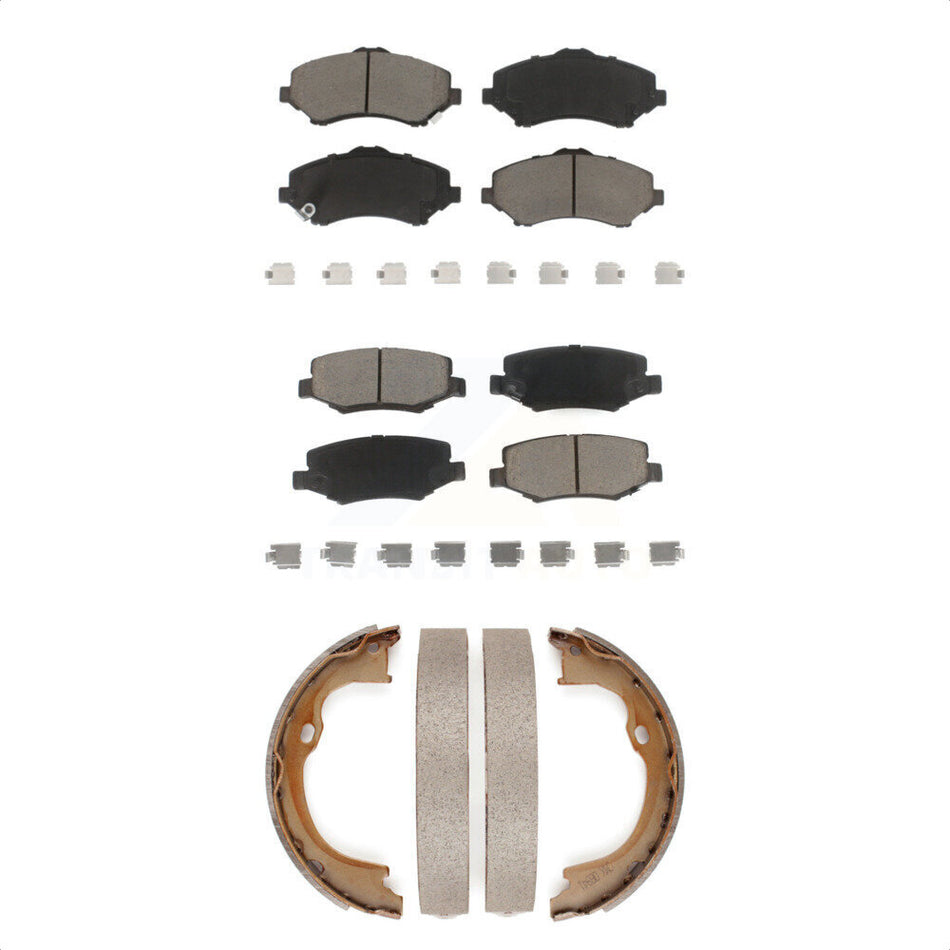 Front Rear Ceramic Brake Pads And Parking Shoes Kit For Jeep Wrangler Liberty Dodge Nitro KCN-100047
