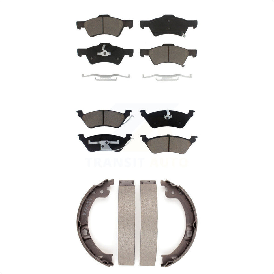 Front Rear Ceramic Brake Pads And Parking Shoes Kit For Dodge Grand Caravan Chrysler Town & Country Voyager KCN-100051
