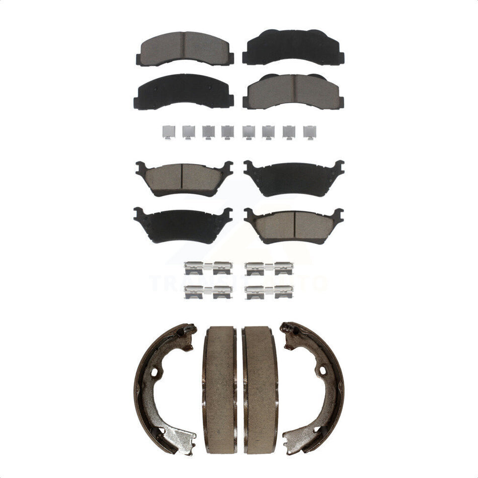 Front Rear Ceramic Brake Pads And Parking Shoes Kit For Ford F-150 KCN-100053