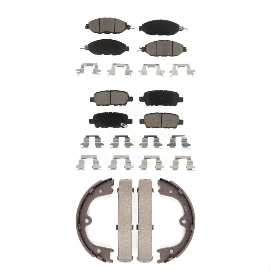 Front Rear Ceramic Brake Pads And Parking Shoes Kit For Nissan Pathfinder INFINITI JX35 QX60 KCN-100072