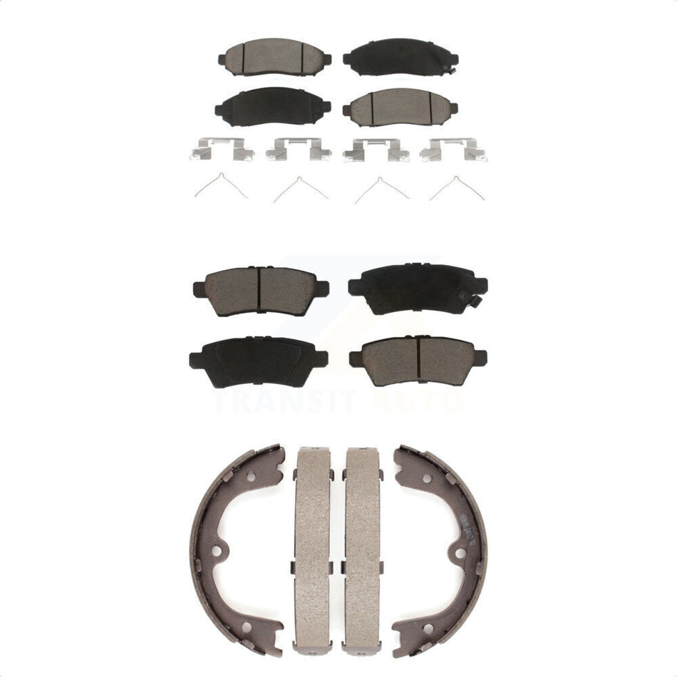 Front Rear Ceramic Brake Pads And Parking Shoes Kit For Nissan Pathfinder Xterra KCN-100074