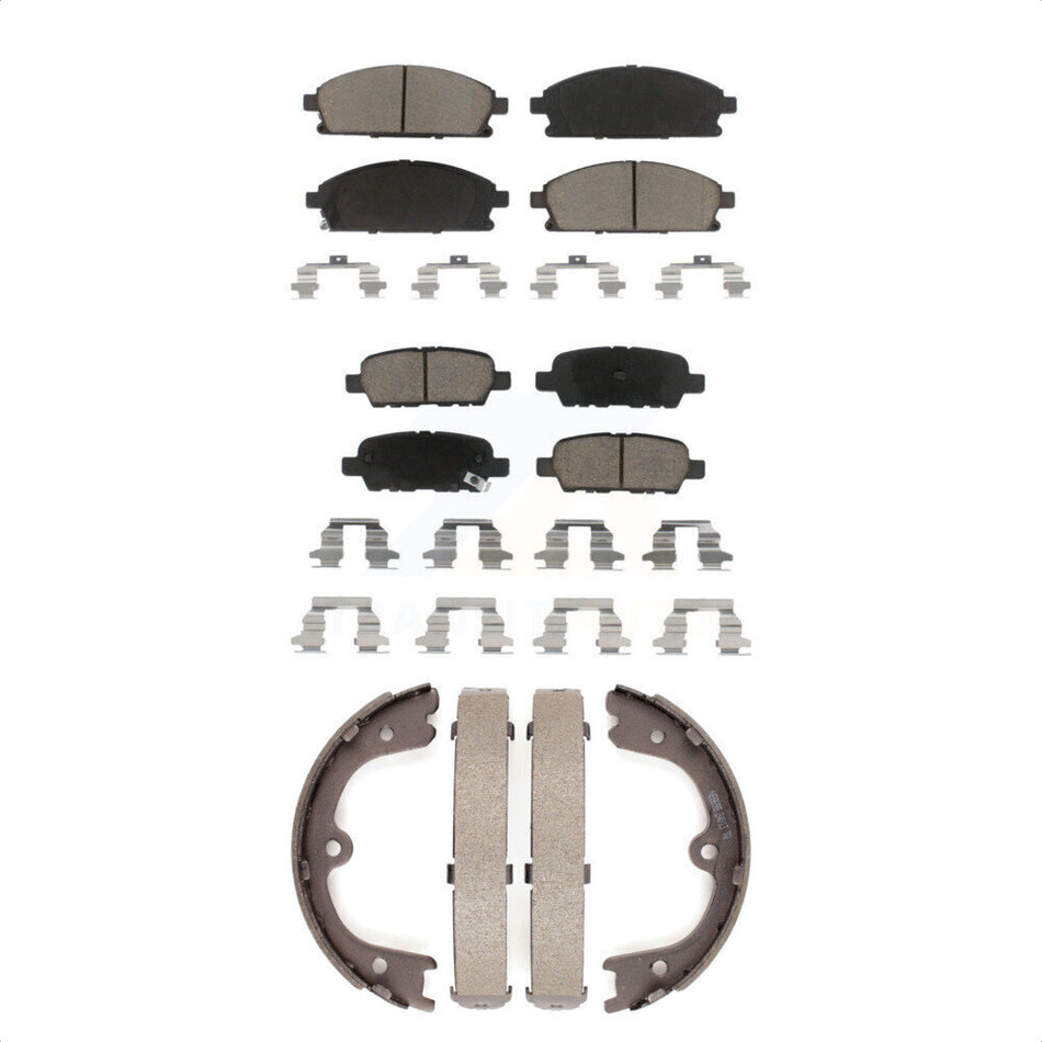 Front Rear Ceramic Brake Pads And Parking Shoes Kit For 2008-2009 Nissan Quest KCN-100076
