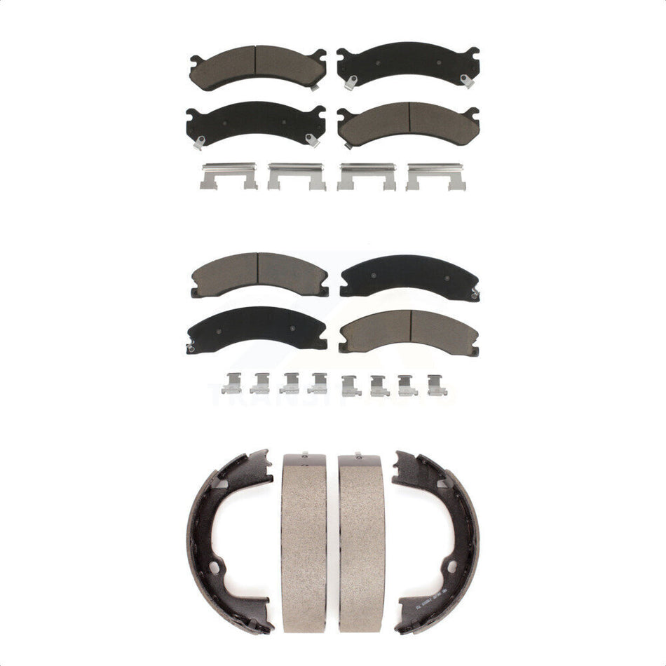 Front Rear Ceramic Brake Pads And Parking Shoes Kit For Chevrolet Express 3500 GMC Savana With Dual Wheels KCN-100080