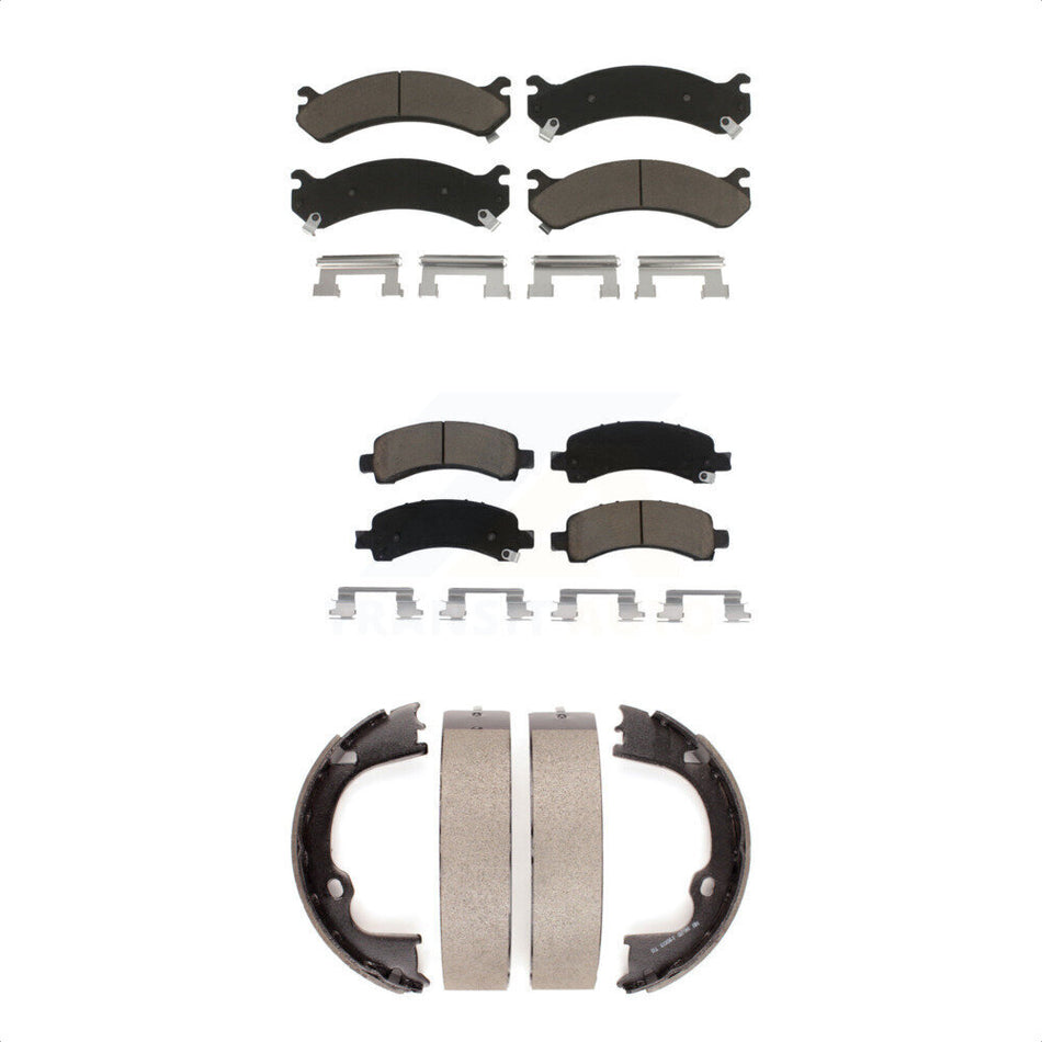Front Rear Ceramic Brake Pads And Parking Shoes Kit For Chevrolet Express 3500 2500 GMC Savana KCN-100081
