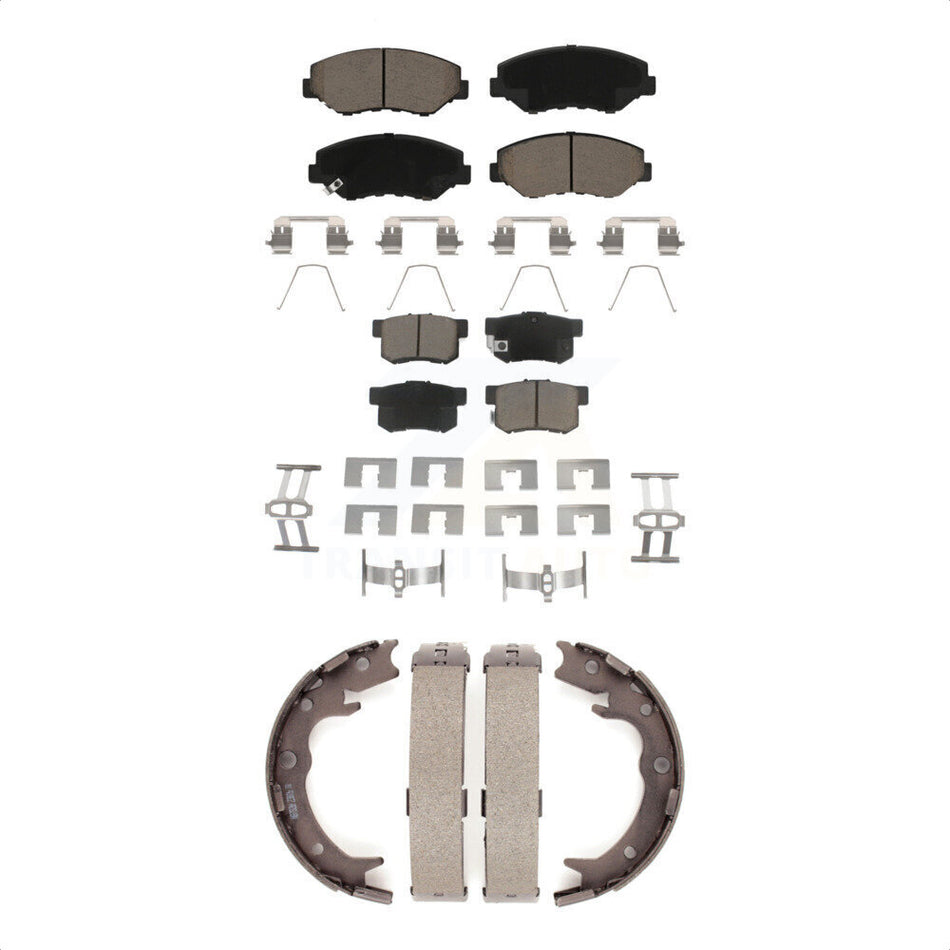 Front Rear Ceramic Brake Pads And Parking Shoes Kit For Honda CR-V Element KCN-100084