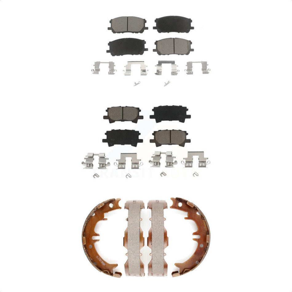 Front Rear Ceramic Brake Pads And Parking Shoes Kit For Lexus Toyota Highlander RX350 RX330 RX400h KCN-100088