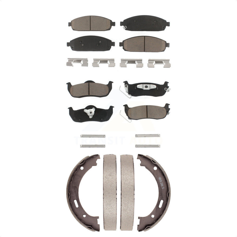 Front Rear Ceramic Brake Pads And Parking Shoes Kit For Jeep Grand Cherokee Commander KCN-100096