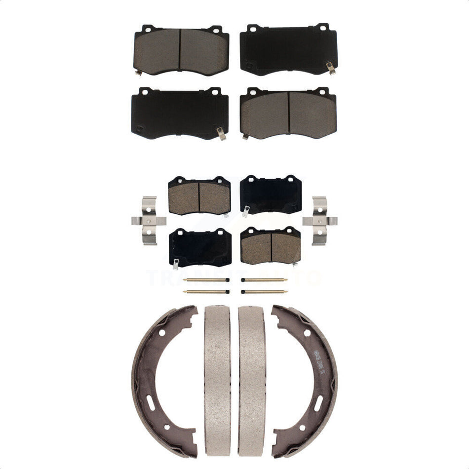 Front Rear Ceramic Brake Pads And Parking Shoes Kit For 2006-2010 Jeep Grand Cherokee SRT8 KCN-100097