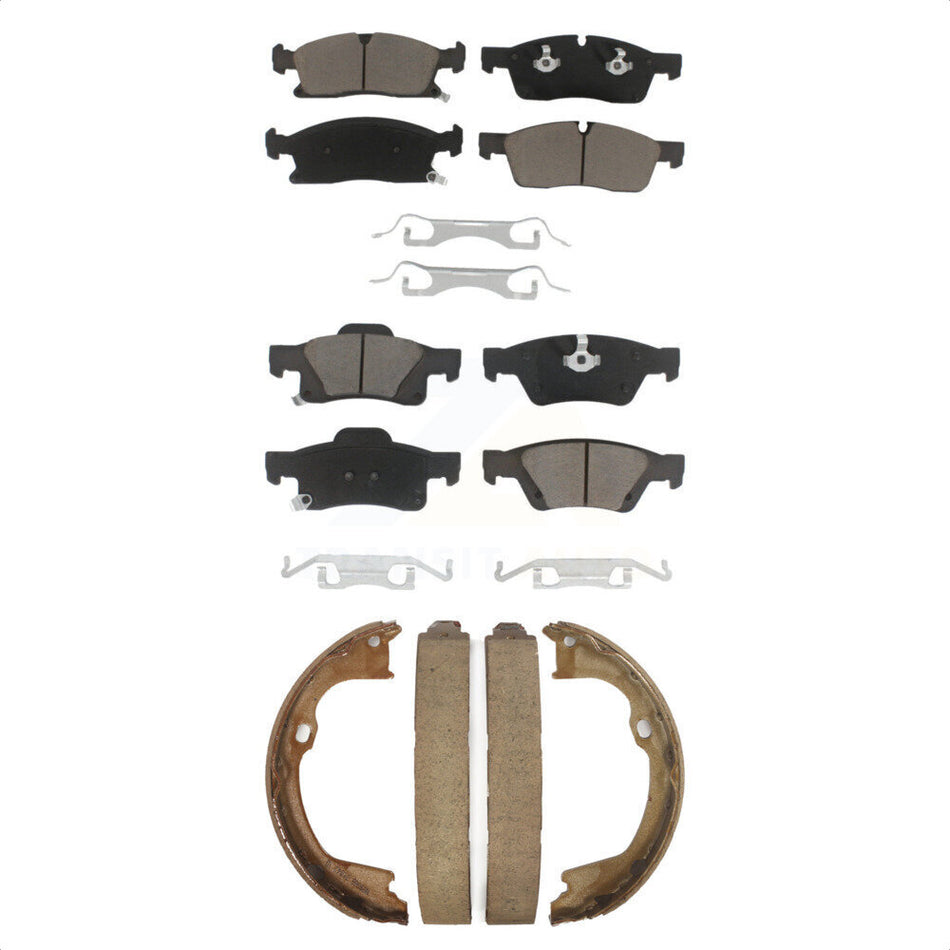 Front Rear Ceramic Brake Pads And Parking Shoes Kit For Jeep Grand Cherokee Dodge Durango KCN-100099
