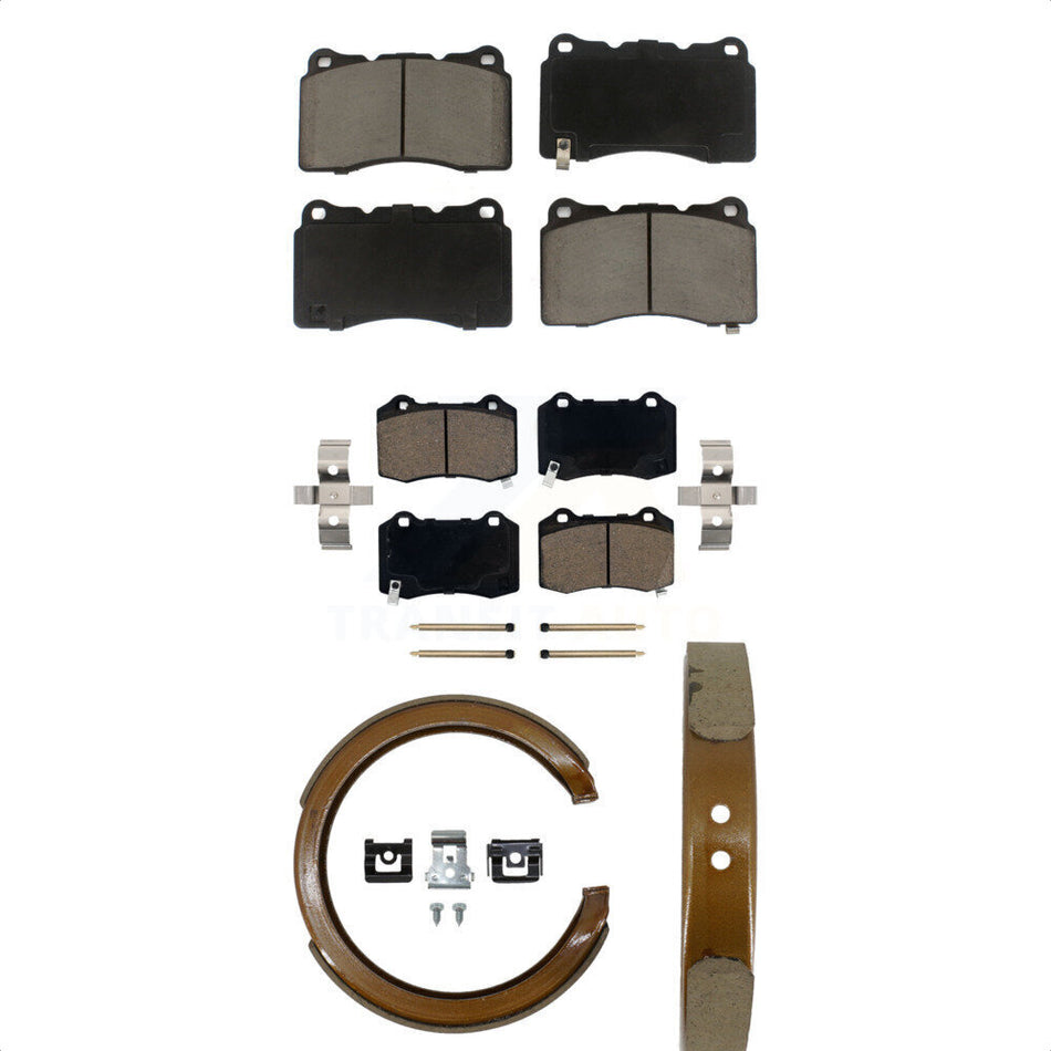 Front Rear Ceramic Brake Pads And Parking Shoes Kit For Cadillac CTS STS KCN-100103