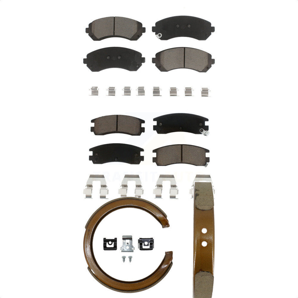 Front Rear Ceramic Brake Pads And Parking Shoes Kit For Buick Rendezvous Chevrolet Venture Pontiac Montana Aztek KCN-100106