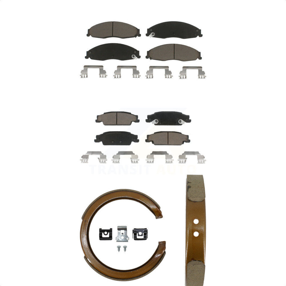 Front Rear Ceramic Brake Pads And Parking Shoes Kit For Cadillac CTS KCN-100107