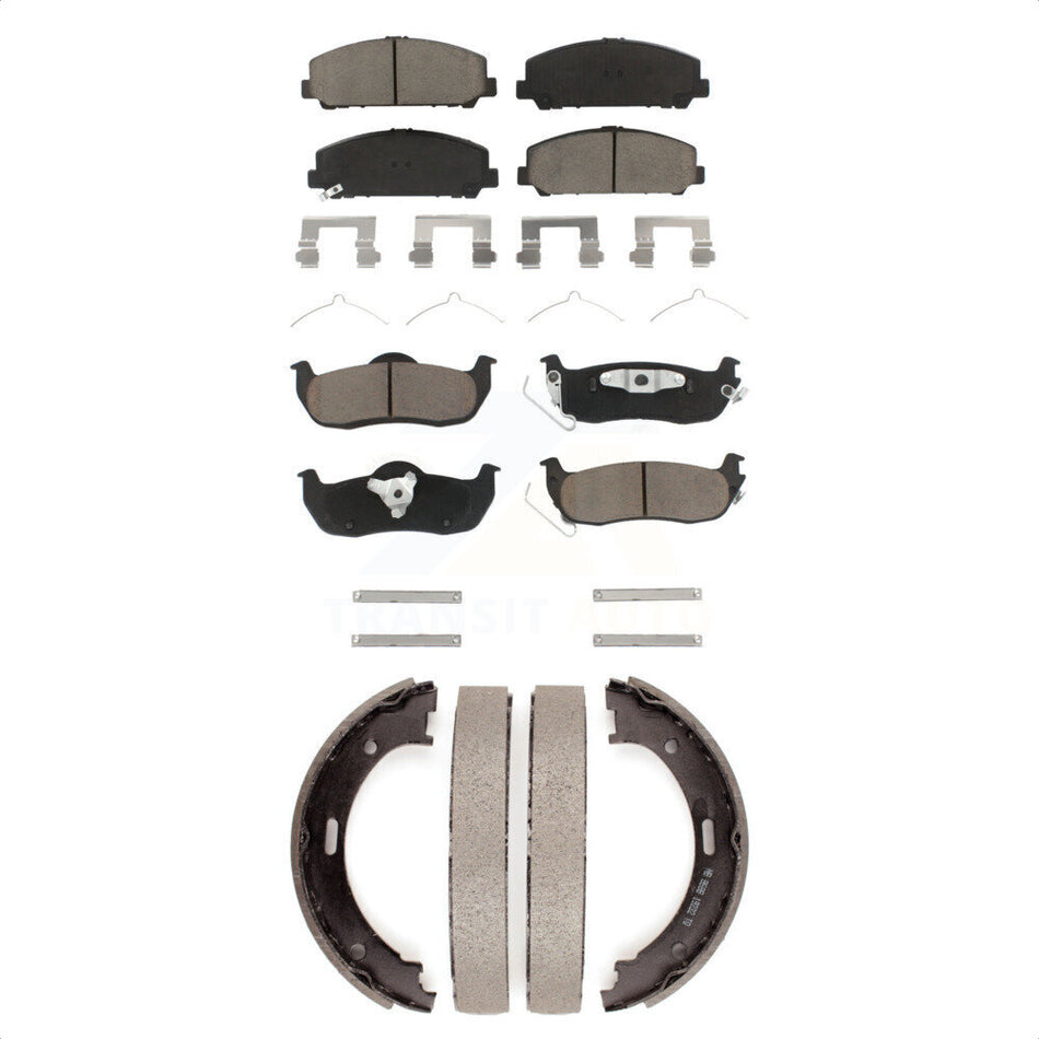 Front Rear Ceramic Brake Pads And Parking Shoes Kit For Nissan Titan Armada TITAN KCN-100112