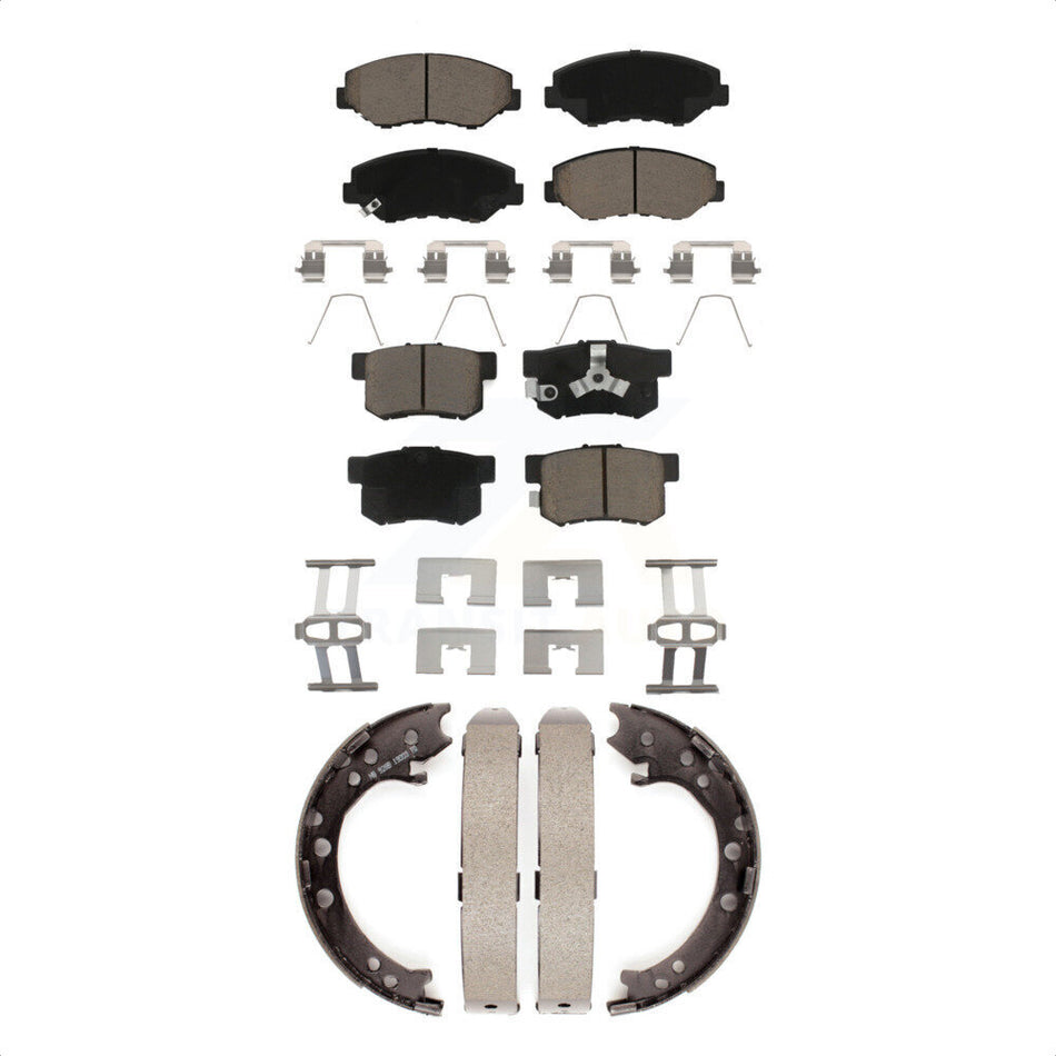 Front Rear Ceramic Brake Pads And Parking Shoes Kit For 2012-2016 Honda CR-V FWD KCN-100125