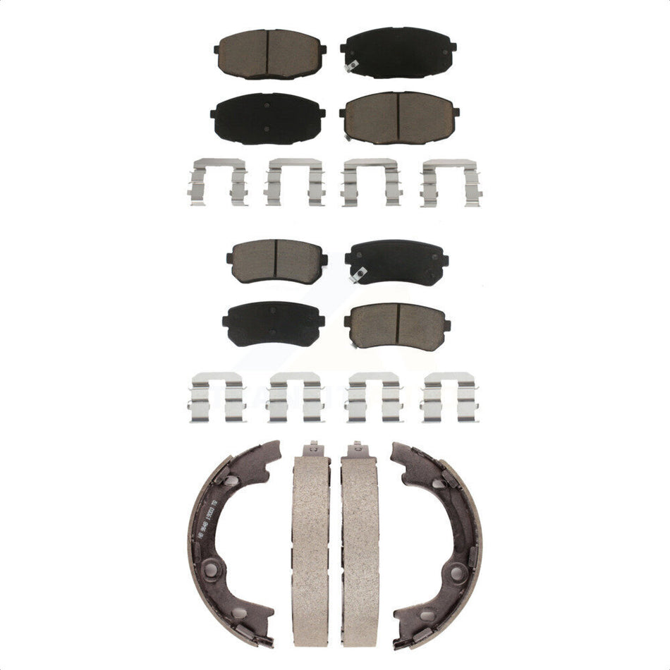 Front Rear Ceramic Brake Pads And Parking Shoes Kit For Hyundai Elantra KCN-100128