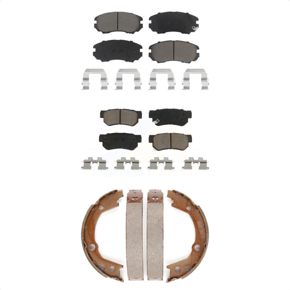 Front Rear Ceramic Brake Pads And Parking Shoes Kit For Hyundai Elantra Kia Sonata Sportage Tucson Optima KCN-100129