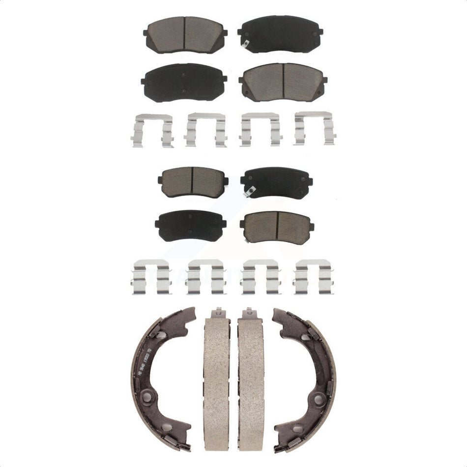 Front Rear Ceramic Brake Pads And Parking Shoes Kit For 2013-2015 Hyundai Tucson FWD KCN-100132