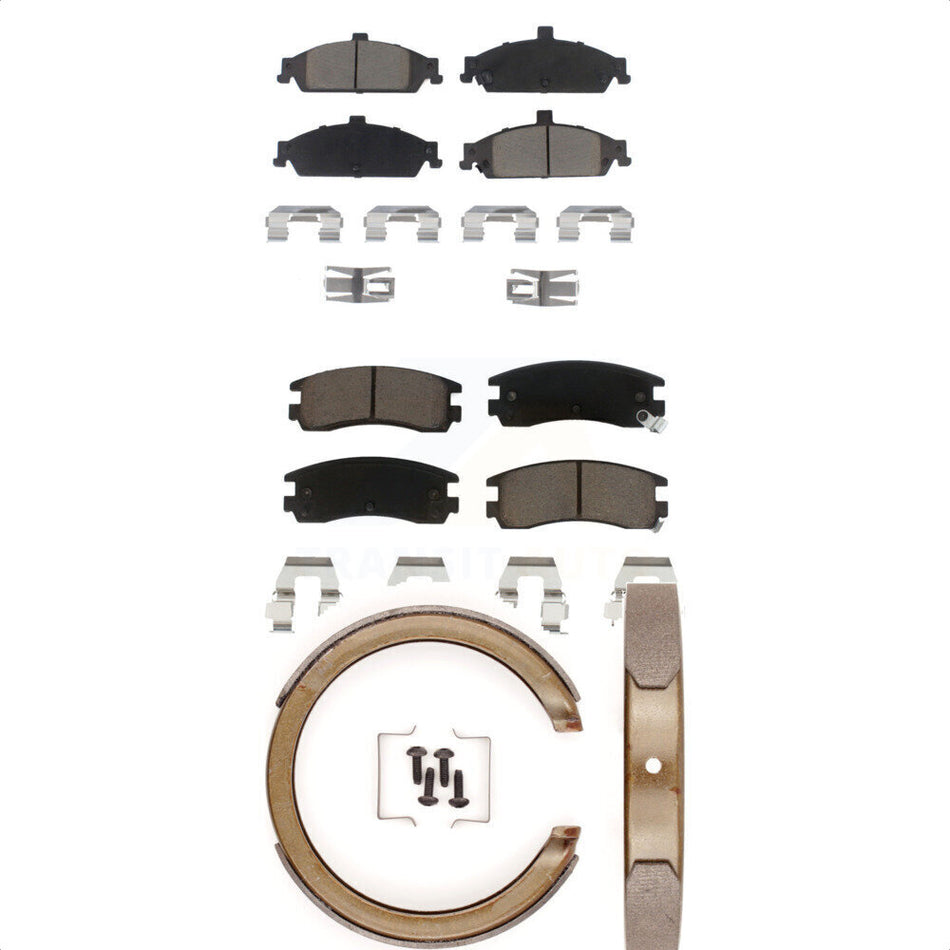 Front Rear Ceramic Brake Pads And Parking Shoes Kit For Pontiac Grand Am Oldsmobile Alero KCN-100136
