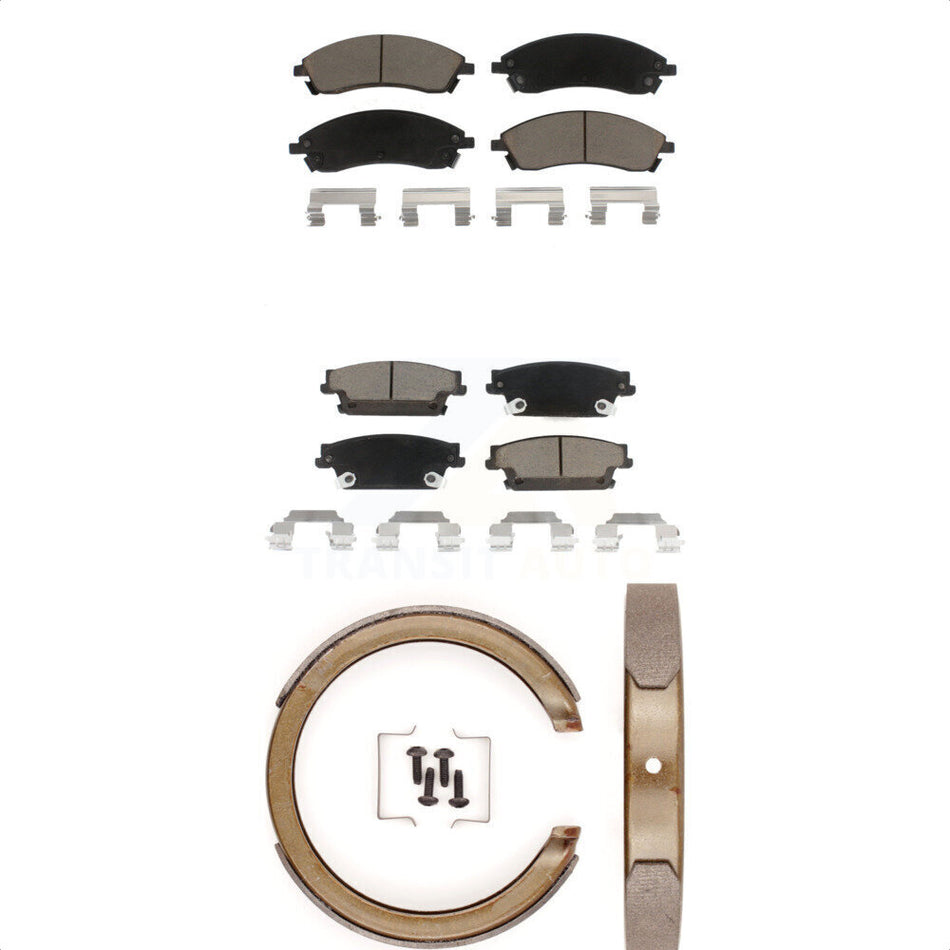 Front Rear Ceramic Brake Pads And Parking Shoes Kit For Cadillac STS KCN-100137