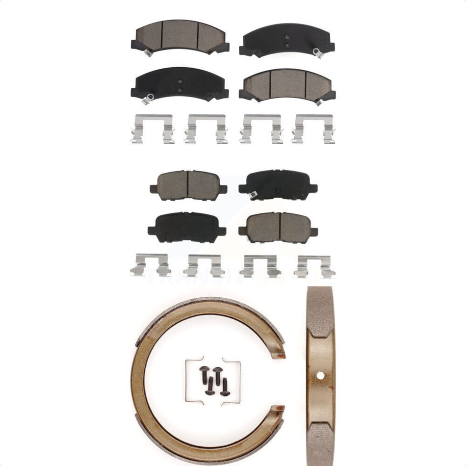 Front Rear Ceramic Brake Pads And Parking Shoes Kit For 2010 Chevrolet Impala Without Drum In Hat KCN-100140
