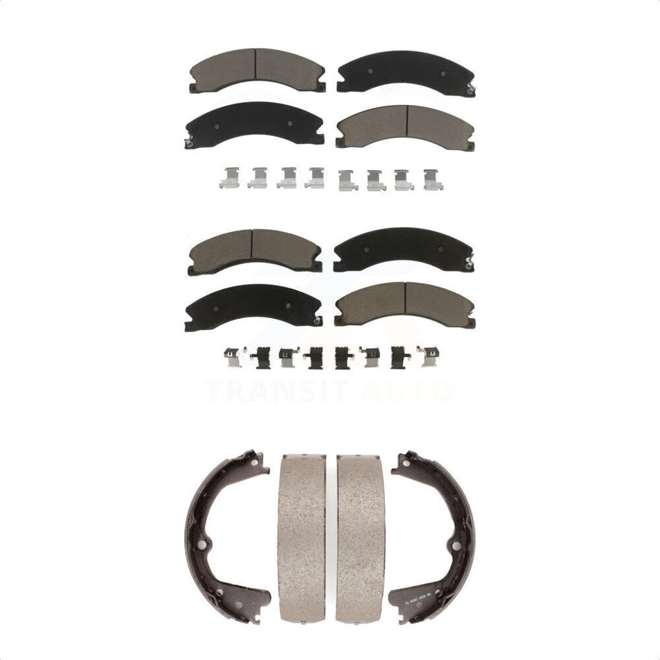 Front Rear Ceramic Brake Pads And Parking Shoes Kit For Nissan NV2500 Titan XD NV3500 NV1500 TITAN KCN-100143